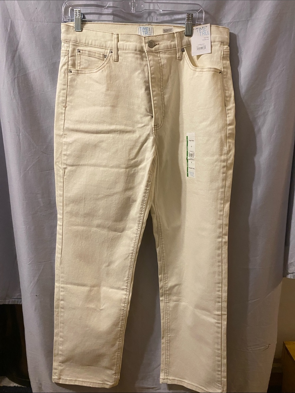 Time and Tru Straight-Leg Jeans in Cream